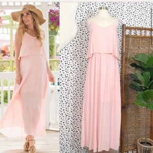Pinkblush | Maternity Blush Peach Pink Maxi Dress